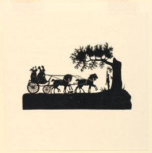 Carrosse et chevaux en silhouette - Unknown artist