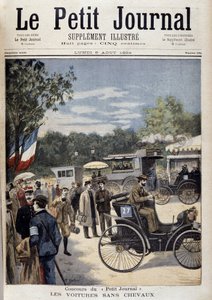 Voitures sans chevaux, première voiture Panhard Levassor - couverture. "Le Petit Journal" du 6 août - Unknown artist