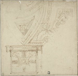 Décoration de plafond avec grotesques - Unknown artist