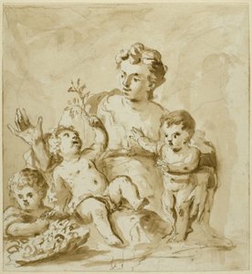 Charité avec la mère (Mère avec trois enfants)