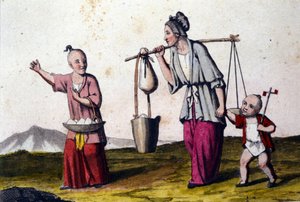 Chine. Une femme portant de l