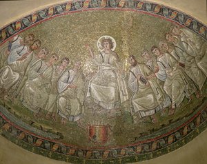 Le Christ législateur, trônant avec les apôtres, San Lorenzo Maggiore, Milan (mosaïque) - Unknown artist