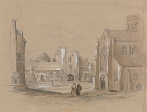 Cimetière avec deux figures au premier plan - Unknown artist