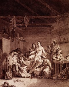 Contrôle de la défloration après un mariage en Russie. Cela vérifiait que le mariage avait été consommé. Gravure du 18ème siècle. - Unknown artist