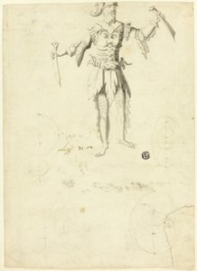 Homme costumé portant deux épées - Unknown artist