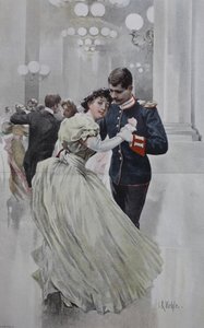 Couple dansant à un bal de Noël