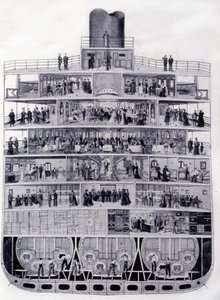 Coupe transversale du transatlantique « Provence » : du pont à la cale. Illustration du 19ème siècle. - Unknown artist