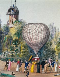 Départ de la montgolfière, aquarelle, Vienne, Autriche - Unknown artist