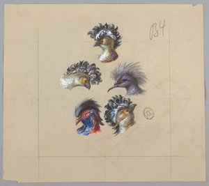 Design pour papier peint et textile : Oiseaux - Unknown artist
