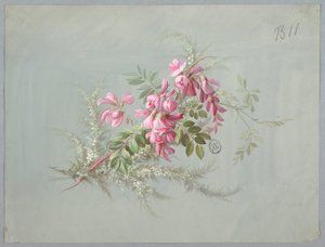 Conception pour papier peint et textile : Fleurs et Oiseaux - Unknown artist