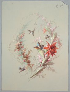 Conception pour papier peint et textile : Fleurs et oiseaux