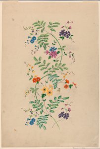 Dessin pour un rinceau vertical pour un tissu tissé - Unknown artist