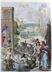Différentes métamorphoses, au premier plan Scylla et le dieu marin Glaucos amoureux d