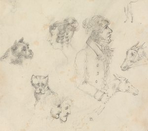 Chiens, gens et chevaux - Unknown artist