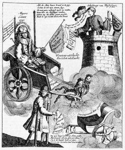 Estampe satirique néerlandaise contre John Law (1671-1729), sur l