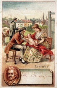 Edward Jenner (1749-1823), médecin anglais, inocule un enfant avec le virus de la variole en 1796 - Unknown artist
