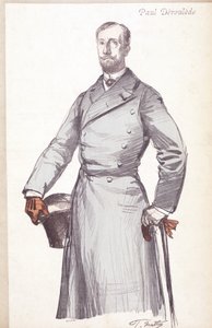 Gravure de Paul Déroulède (1846-1914), écrivain et homme politique français fondateur du Boulangisme, qui a fondé la Ligue des Patriotes