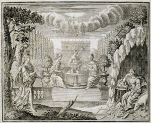 Gravure représentant des femmes travaillant sur un métier à tisser. Début du XVIIIe siècle. - Unknown artist