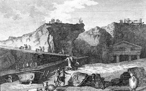 Fouilles à Pompéi. Gravure - Unknown artist