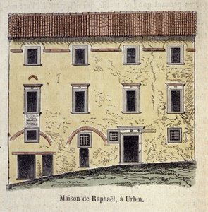 Façade de la maison où a vécu le peintre Raffaello Santi (Raphaël) (1483 - 1520) à Urbino, Italie - Unknown artist