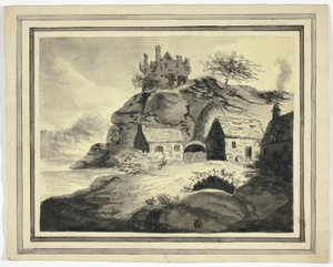 Ferme avec rocher surplombant et château