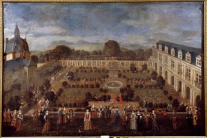 Fête au Palais Ducal en 1673 pour le séjour du roi Louis XIV et de sa cour. Peinture anonyme - Unknown artist