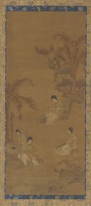 Musiciennes dans un jardin sous des palmiers bananiers - Unknown artist