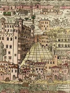 Ferrare : vue de la ville (détail d