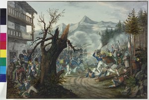 Combat entre soldats bavarois et paysans tyroliens - Unknown artist