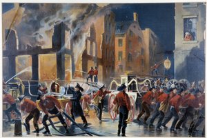 Incendie et pompiers à New York - Unknown artist
