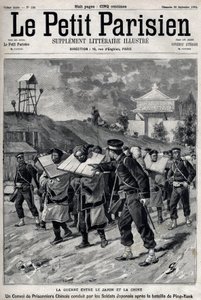 Première guerre sino-japonaise - Guerre sino-japonaise (1894-1895) : Convoi de prisonniers chinois mené par des soldats japonais après la bataille de Pyongyang les 15 et 16 septembre - Unknown artist