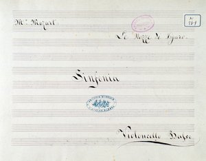 Première page de la partition pour le violoncelle dans Le nozze di Figaro, opéra de Mozart (19ème siècle) - Unknown artist