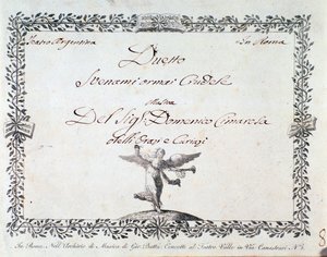Première page de la partition musicale de Svenami ormai crudele, dans Gli Orazi e i Curiazi de Domenico Cimarosa, c. 1798 - Unknown artist