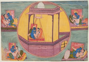 Cinq poses de Krishna faisant l