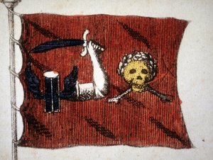 Drapeau des pirates barbares, gravure de la fin du 18ème siècle - Unknown artist