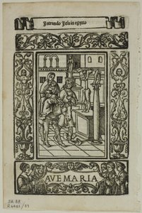 Fuite en Égypte du Rosario della V. Maria par Castellanus, planche 89 des Gravures sur bois des livres du XVIe siècle
