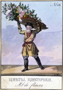 Marchand de fleurs en Russie au 19ème siècle - Unknown artist
