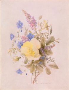 Fleurs avec rose jaune - Unknown artist