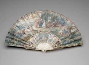 Éventail pliant avec une scène pastorale, vers 1740-50 - Unknown artist