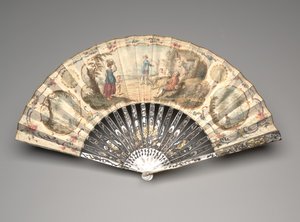 Éventail pliant avec scène pastorale, vers 1770