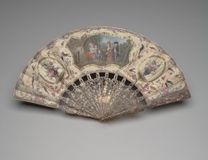 Éventail pliant avec une scène de visite à la nourrice, c.1780 - Unknown artist