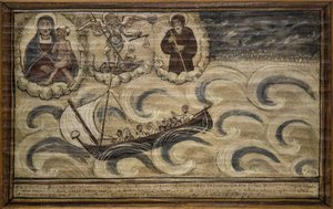 Ancien ex-voto marin, offrande populaire en gage de dévotion et de gratitude du marin survivant aux dangers de la mer provenant de l