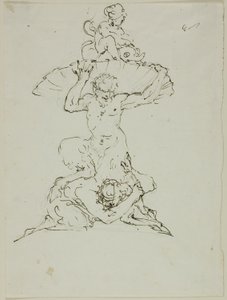 Fontaine avec Satyre et Putto (recto) ; Punchinello (verso) - Unknown artist