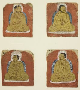 Quatre portraits miniatures inscrits de quatre Lamas - Unknown artist