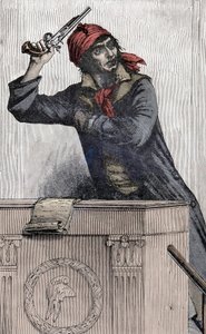 Révolution française : Portrait de Jean Paul Marat (1743-1793), député montagnard à la Convention, brandissant un pistolet à la tribune - Unknown artist