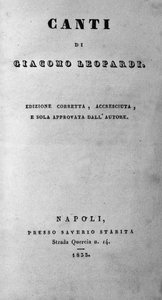 Frontispice de « Canti » (Chants) par le poète italien Giacomo Leopardi (1798-1837) 1835 - Unknown artist