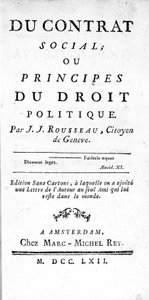 Frontispice du Contrat social ou Principes du droit politique par Jean Jacques Rousseau (1712-1778), imprimé à Amsterdam en 1762 - Unknown artist