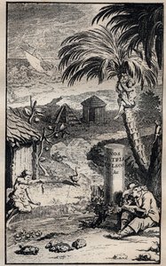 Frontispice du livre « Voyages et aventures de François Leguat et de ses compagnons en deux îles désertes des Indes Orientales » par François Leguat (1637-1735) explorateur français - 1708 - Unknown artist