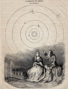 Frontispice de la « pluralité des mondes » par Bernard Le Bouyer de Fontenelle (1657-1757) gravé par Bernard Picard en 1756