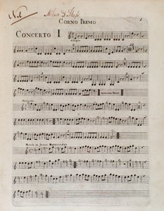 Frontispice de la partition de Six concertos en 8 parties par G B Sammartini et J A Hasse